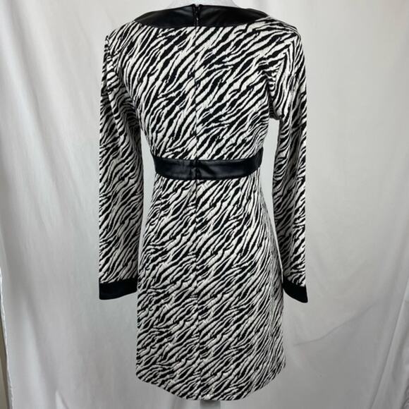 Tyler Boe Black White Zebra Print Vegan Leather Feminine Date Dress NWT Size S - Picture 5 of 13
